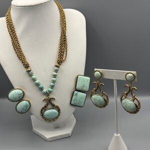 Stunning Marbled Stone Necklace and Earring Set JP295
